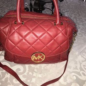 Red Michael Kors quilted purse